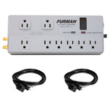 Furman PST-2+6 Power Station Home Theater Power Conditioner with (2) Extension Cable (18 AWG, Black, 3') Bundle