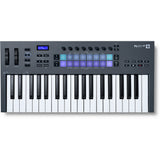 Novation FLkey 37 USB MIDI Keyboard Controller for FL Studio (37-Key) Bundle with Auray FP-P1L Piano-Style Sustain Pedal, 10' MIDI Cable, and Medium Dust Cover