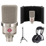 Neumann TLM-102 Studio Condenser Microphone (Nickel) Bundle with Blue Mix-Fi Headphones, Reflection Filter & Mic Stand