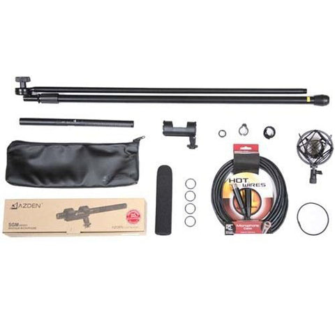 Azden SGM-1X Shotgun Mic, Shock Mount, ProAm 8' Boom Pole & 25' XLR Cable Package