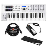 Arturia KeyLab MKII 49 Professional MIDI Controller and Software (White) with 6ft MIDI Cable, Sustain Pedal & Keyboard Dust Cover (Small) Bundle