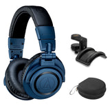 Audio-Technica Consumer ATH-M50xBT2 Wireless Over-Ear Headphones (Limited Edition Deep Sea) Bundle with Auray Headphones Holder and Headphones Case