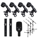 Electro-Voice ND44 Instrument Mic (4pcs) Bundle with Electro-Voice ND66 Condenser Mic (2pcs) , Electro-Voice ND68 Drum Mic & Short Tripod Mic Stand (3pcs)