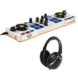 Hercules DJControl Mix DJ Software Controller with Algoriddim Djay App Bundle with Professional Closed Back Over-Ear Headphones
