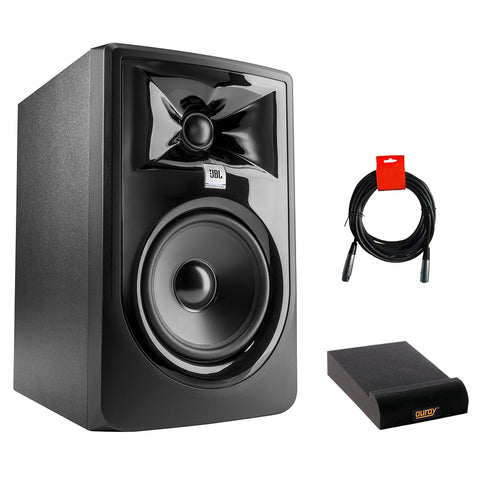 JBL 305P MkII Powered 5" Two-Way Studio Monitor Bundle with Small Isolation Pad & XLR Cable