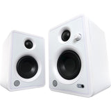 Mackie CR3-XBT Creative Reference Series 3" Multimedia Monitors with Bluetooth (Pair, Limited-Edition White) Bundle with 2x Small Isolation Pad & Phone to Phone (1/4") Cables