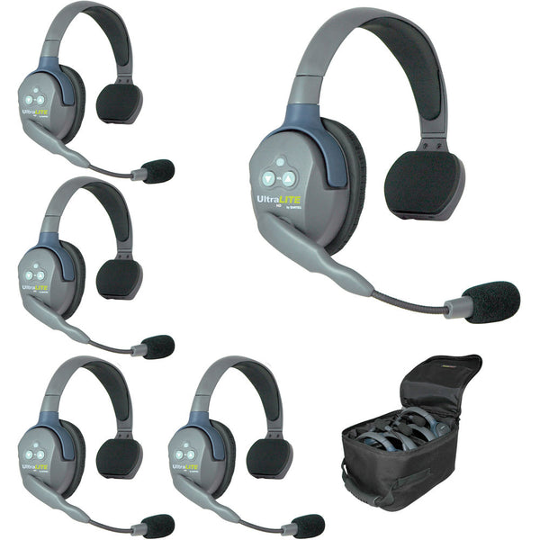 Eartec UL5S 5-Person Full Duplex Wireless Intercom with 5 Ultralite Single Ear Headsets