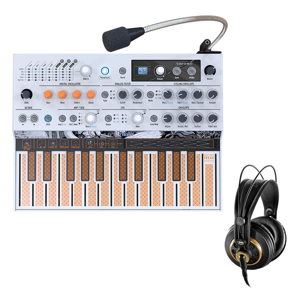 Arturia MicroFreak Vocoder Hybrid Analog/Digital Synthesizer (Limited Edition White) Bundle with AKG K240 Studio Pro Headphone