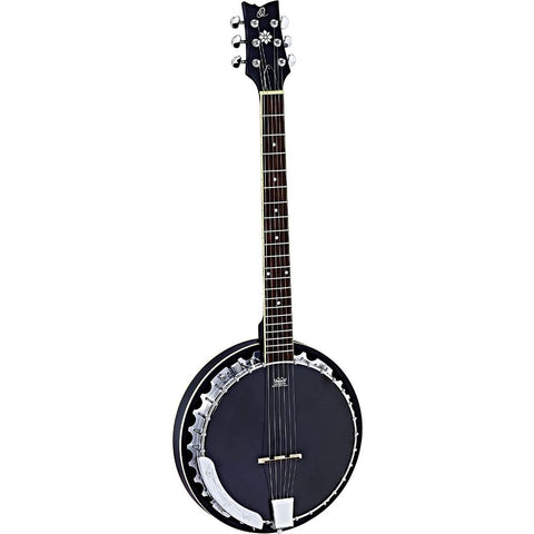 Ortega Guitars Raven Series 6-String Acoustic-Electric Banjo w/Bag, Right (OBJE350/6-SBK)