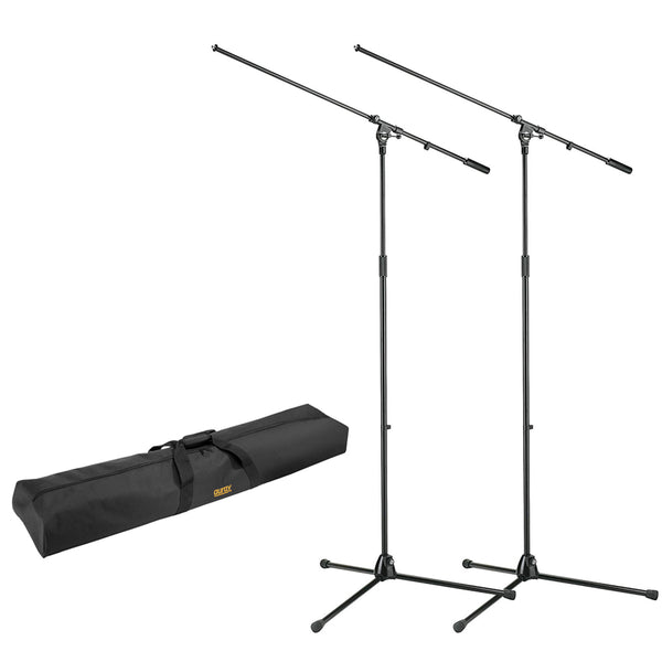 K&M 21021 Tripod Microphone Stand with Boom, 2-Pack and Stand Bag 51" Interior Bundle