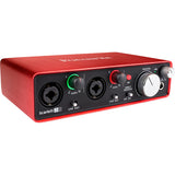 Focusrite Scarlett 2i2 USB Audio Interface (2nd Generation) with (2) AT2020 Cardioid Condenser Microphone, (2) MS-5230F Tripod Microphone Stand and (2) XLR Cable