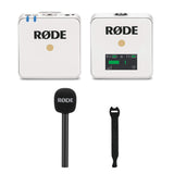 Rode Wireless GO Compact Digital Wireless Microphone System (White) with Rode Interview GO Mic & 10-Pack Straps Bundle