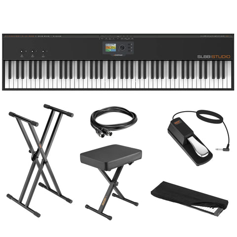 StudioLogic SL88 Studio 88-Key USB/MIDI Keyboard Controller Bundle with Keyboard Stand, Piano Bench, Sustain Pedal, MIDI Cable & Dust Cover