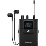 Sennheiser XSW IEM EK Stereo Bodypack Wireless Receiver with IE 4 Earphones A: 476 to 500 MHz (509156) Bundle with Sennheiser IE 100 PRO In-Ear Monitoring Headphones (Black) and Charger + 4x AA NiMH Battery