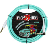 Pig Hog Vintage-Series Woven Instrument Cable (Seafoam Green, 10', Right Angle), (2-Pack)