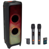 JBL PartyBox 1000 1100W Wireless Speaker Bundle with JBL Wireless Microphone System (2-Pack) and Rapid Charger with 4 AA Batteries