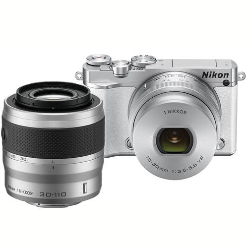 Nikon 1 J5 Mirrorless Digital Camera with 10-30mm and 30-110mm Lenses (White)