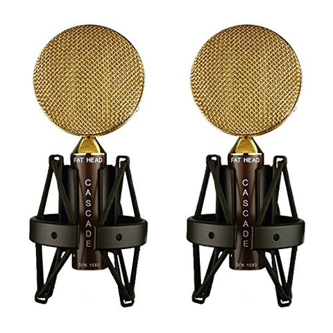 Cascade Microphones FAT HEAD Ribbon Microphones (Brown Body and Gold Grill, Stock Transformer, Pair)