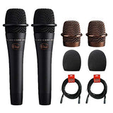 Blue enCORE 200 Active Dynamic Handheld Vocal Microphone (Black) 2-Pack with (2) 1-5/9" Foam Windscreen & (2) XLR Cable Bundle
