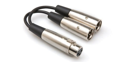 HOSA Y Cable XLR3 (F) - TWO XLR3 (M), 6 in.