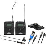 Sennheiser EW 122P G4 Camera-Mount Wireless Lavalier Microphone System, A1: 470 to 516 MHz (2-Pack) Bundle with SKB 3I1209-4-BH4 SKB iSeries Waterproof Case and Rapid Charger with 4 AA Batteries