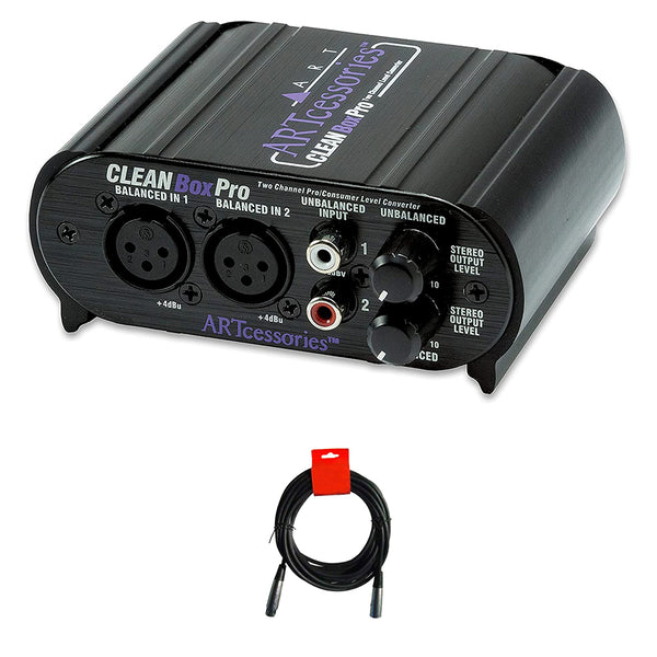 ART CLEANBox Pro Bi-Directiona Dual Channel Level Converter Box (CLEANBOXPRO) Bundle with 20" XLR-XLR Cable