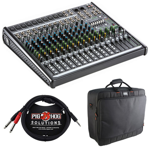 Mackie ProFX16v2 16-Channel Sound Reinforcement Mixer with Built-In FX, G-MIXERBAG-1515 Padded Nylon Mixer Bag &  PB-S3410 3.5 mm Stereo Breakout Cable, 10ft Bundle