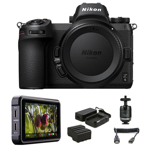 Nikon Z6 Mirrorless Digital Camera (Body Only) with Atomos Ninja V 5" Monitor, Atomos Power Kit 2, Ball Head & HDMI Coiled Cable Bundle