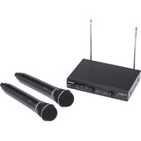 Samson Stage 212 Dual-Channel Handheld VHF Wireless System (173 to 198 MHz) Bundle with Watson Rapid Charger with 4 AA Batteries and 2x Auray WHF-158 Foam Windscreen