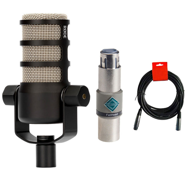 Rode PodMic Dynamic Podcasting Microphone Bundle with Triton Audio Fethead In-Line Microphone Preamp, and XLR-Cable