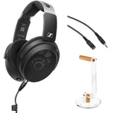 Sennheiser HD-490 PRO Plus Professional Reference Open-Back Studio Headphones Bundle with Stereo Mini Male to Female Extension Cable 25' and HPDS-AW Headphone Stand (Clear)