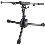 K&M 25950 REIN Low Level Tripod Microphone Stand with Elliptical Microphone Clip & 20' XLR Cable