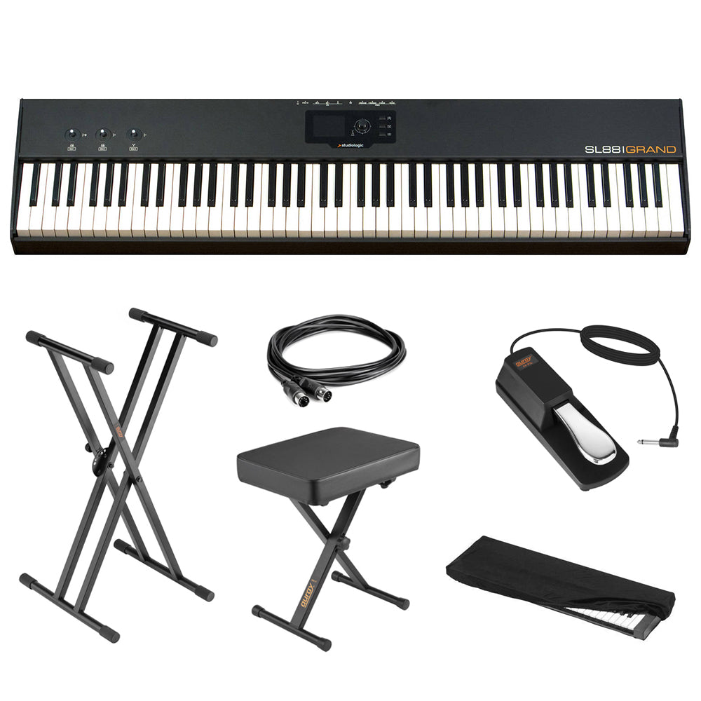 studiologic sustain pedal StudioLogic SL88 Grand 88 Key MIDI Controller Bundle with Keyboard Sta – KELLARDS