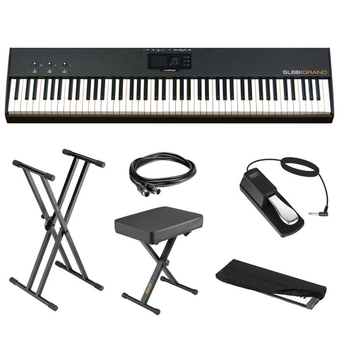 StudioLogic SL88 Grand 88 Key MIDI Controller Bundle with Keyboard Stand, Piano Bench, Sustain Pedal, MIDI Cable & Dust Cover