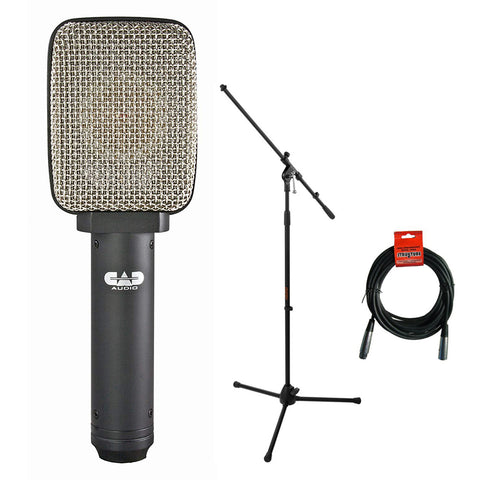 CAD D80 Large Diaphragm Moving Coil Dynamic Microphone with MS-5230F Mic Tripod Stand & XLR Cable Bundle