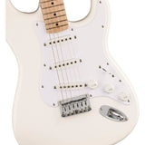 Squier Sonic Stratocaster HT Electric Guitar, with Arctic White, Maple Fingerboard, White Pickguard Bundle with FE620 Electric Guitar Gig Bag, 351 Classic Guitar Picks, and Straight/Angle Cable