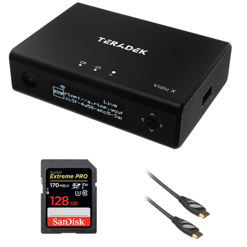 Teradek VidiU X HD Video Streaming System Bundle with 128GB Extreme PRO Memory Card & HDMI Cable