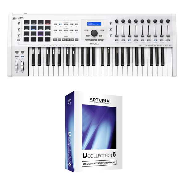 Arturia KeyLab 49 MKII Pro MIDI Controller (White) with Arturia V-Collection 6 Bundle