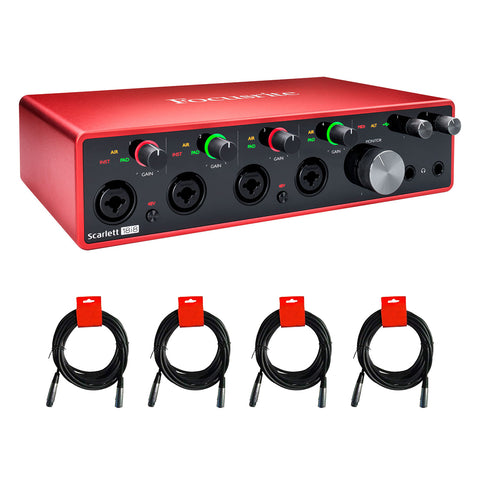 Focusrite Scarlett 18i8 USB Audio Interface (3rd Gen) Bundle with 4x XLR-XLR Cable