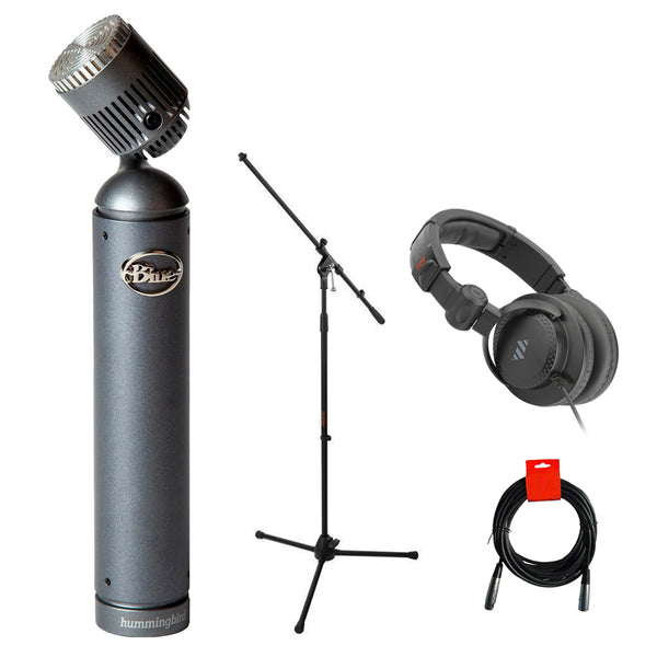 Blue Hummingbird Small-Diaphragm Condenser Microphone Bundle with Studio Monitor Headphone, Mic Stand & XLR Cable