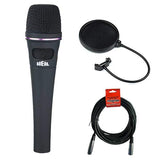 Heil Sound PR 35 Handheld Dynamic Cardioid Microphone (Black) with Pop Filter and 20' XLR Cable