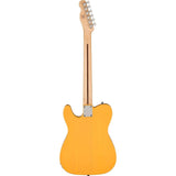 Fender Squire Sonic Telecaster Electric Guitar, Butterscotch Blonde, Maple Fingerboard Bundle with Fender Logo Guitar Strap, Instrument Cable 10' and Celluloid Guitar Picks 351 Shape