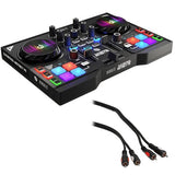 Hercules DJControl Instinct P8 Compact DJ Controller with 2 RCA Male to 2 RCA Male Audio Cable (6')