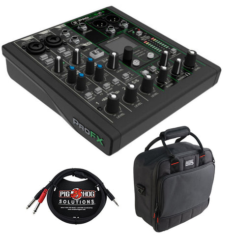 Mackie ProFX6v3+ 6-Channel Analog Mixer with Built-In FX, USB Recording, and Bluetooth Bundle with G-MIXERBAG-1212 Padded Nylon Mixer Bag and Stereo Breakout Cable 10'