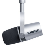 Shure MV7 Podcast Microphone (Silver) Bundle with Blue Compass Broadcast Boom Arm