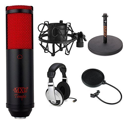 MXL TempoKR USB Condenser Microphone (Black & Red) Studio Bundle