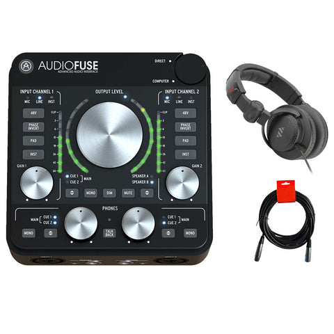 Arturia AudioFuse Rev2 14x14 Audio Interface (Black) Bundle with Studio Monitor Headphone & XLR Cable