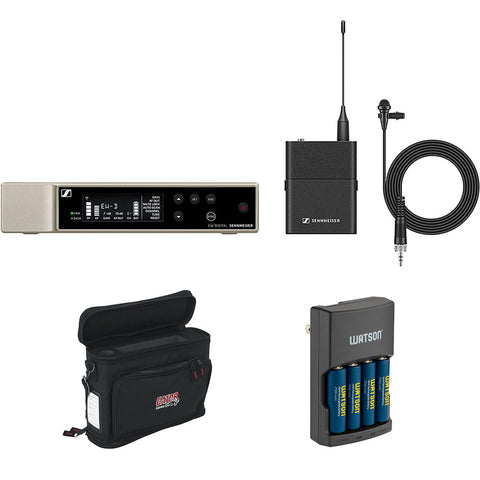 Sennheiser EW-D ME2 SET Digital Wireless Omni Lavalier Microphone System (R4-9: 552 to 607 MHz) Bundle with Rapid Charger and Wireless System Bag