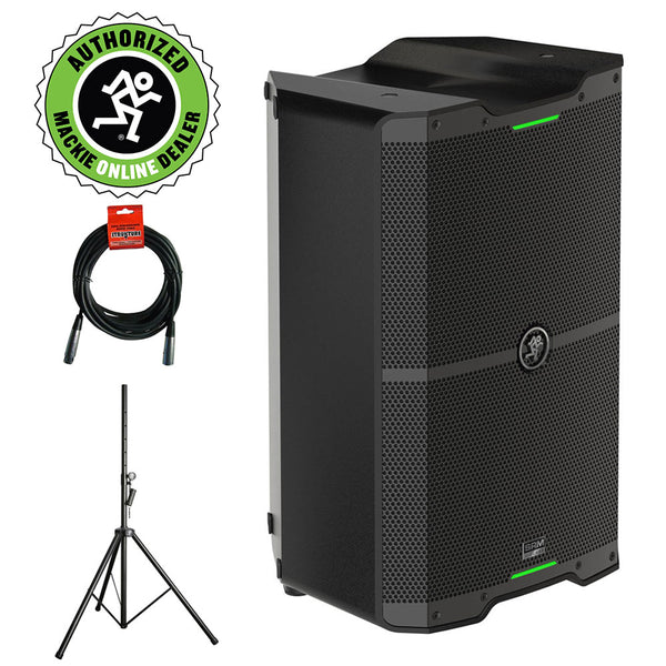 Mackie SRM210 V-Class 10" 2000W Series Powered Loudspeakers with Mackie T100 Speaker Stand & XLR Cable Bundle