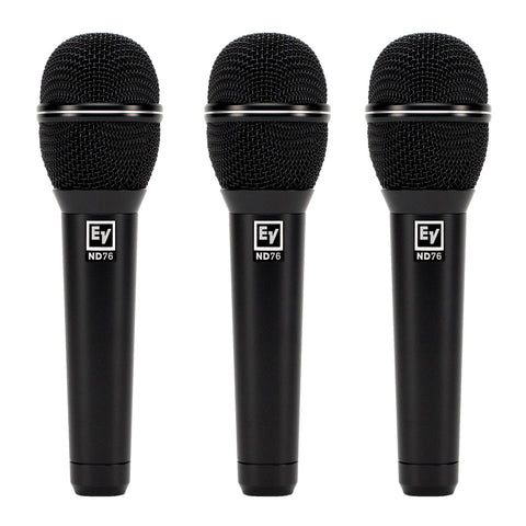 Electro-Voice ND76 Dynamic Cardioid Vocal Microphone (3-Pack) Bundle